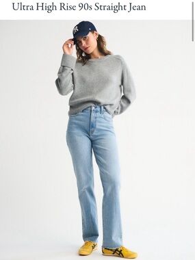 Abercrombie & Fitch Light Blue High Rise Straight Jeans XL length